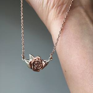 Jewellery manufacturing: Rose Necklace/ 9ct Rose Gold, White Gold