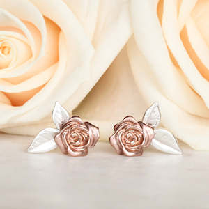 Rose Earrings/ 9ct Rose Gold and Silver