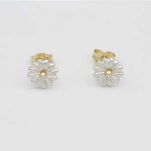 Small Daisy Earrings/ 9ct Yellow Gold and Silver