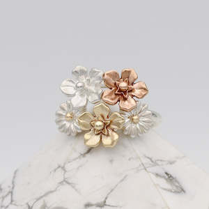 Small Flower Bouquet Ring/ 9ct Gold and Silver