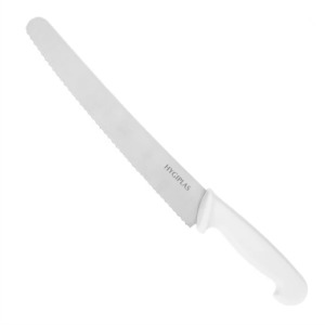 Bakery (with on-site baking): Bread-Pastry Knife Hygiplas White Nylon Handle 25cm