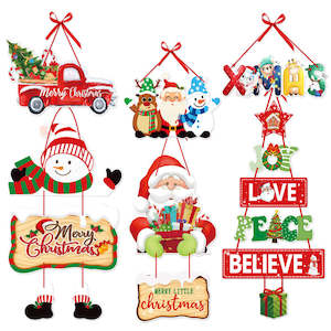 Home & Outdoors Christmas: Merry Christmas Door Hanging Wreath Porch Banner Decor