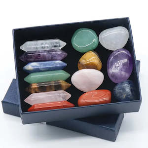 14pcs Chakra Crystal Set with Rose Quartz Gift Box