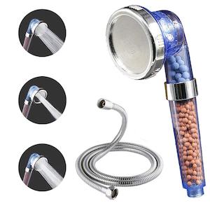 High Pressure 3-Mode Ionic Power Shower Head with Mineral Beads & Free Shower Hose