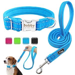 Pet Collars: Personalized Reflective Nylon Soft Padded Dog Collar with Engrave Nameplate