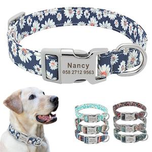 Customized Printed Nylon Dog Collar Personalzied Free Engraved Puppy ID Name