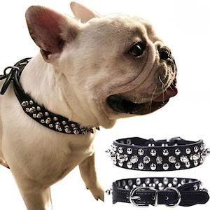 Pet Collars: Adjustable PU Leather Pet Collar Punk Rivet Round Spikes Studded Dog Collars