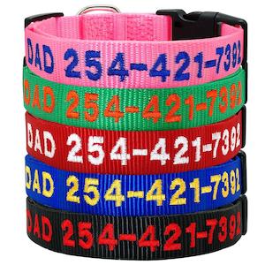 Personalized Dog Collars Embroidered with Pet Name and Phone Number