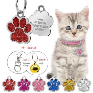 Paw Shape Personalized Dog Cat ID Tags Free Engraved Nameplate