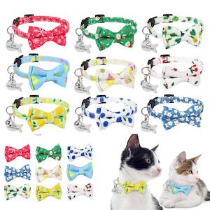 Personalized Print Cat Collar Puppy Kitty Quick Release ID Collars with Tie Bow