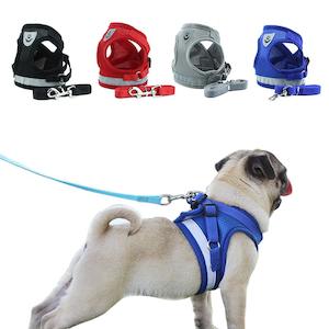 Breathable Mesh Reflective Walking Vest Dog Lead Leash & Harness