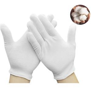 24pcs White Cotton Gloves for Cosmetic Moisturizing Coin Jewelry