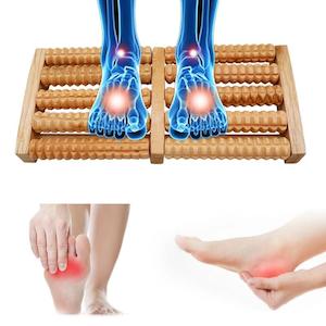 Wooden Stress Relief Dual Feet Massager Acupressure Massage Roller