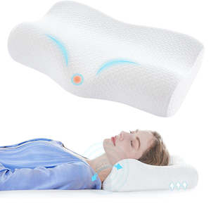 Neck Back Support: Ergonomic Contour Cervical Memory Foam Support Pillow