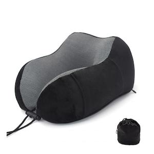 Memory Foam Head Support Travel Neck Pillow w. Storage Bag