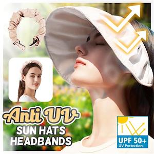 2 in 1 Sun Visor Hat Wide Brim Summer UV Protection Beach Headband Cap