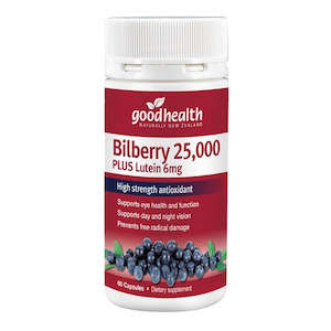 Good Health Bilberry 25,000mg + Lutein 6mg 60 Capsules