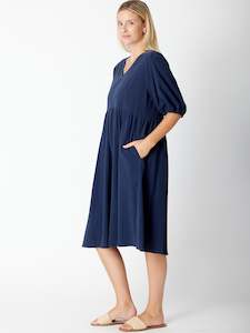 Dresses: Navy Cotton Dress