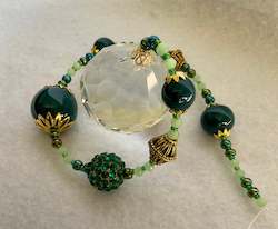 Hanging Crystal-Green & Gold