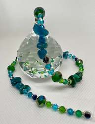 Hanging Crystal-Blue Apatite & Malachite