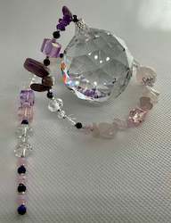 Hanging Crystal-Amethyst & Rose Quartz