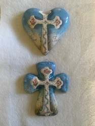 Homewares: Decoupaged Hanging Cross & Matching Heart