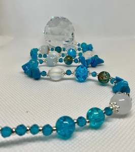 Hanging Crystal-Aquamarine & Howlite