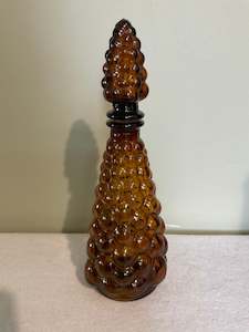 Vintage Hobnail Amber Genie Bottle