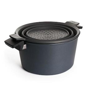 Diamond Lite Stock Pot With Lid and Multi-Level Steamer Insert