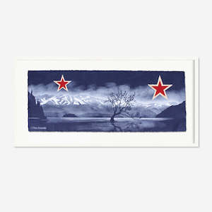 Framed Wanaka Tree Navy Double Star