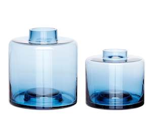 Blue Glass Vase, set of 2