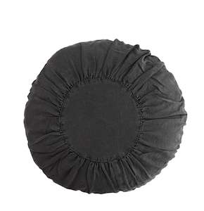 * SPECIAL 20% OFF Round Linen cushion, Charcoal