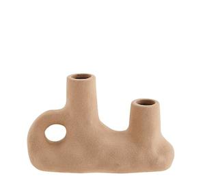 Stoneware vase w/ double opening, sandstone