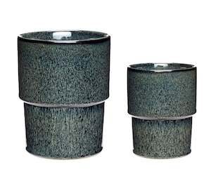 Ceramic Plant Pot, blue/green, set/2