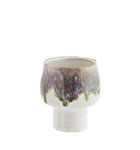 Sales agent for manufacturer: Stoneware flower pot, offwhite/green/blue, small