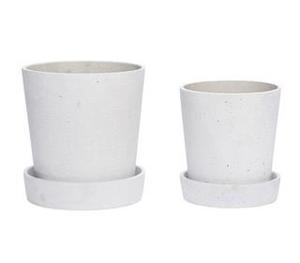 Podium Stone Plant Pot with Saucer, set/2