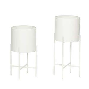 Planter w/leg, white set/2