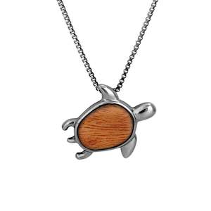 Necklaces: Gum Burl Turtle Necklace - Gunmetal