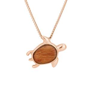 Gum Burl Turtle Necklace - Rose Gold