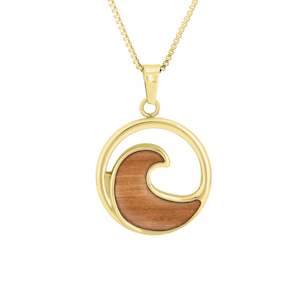 Necklaces: Gum Burl Wave Necklace - Yellow Gold