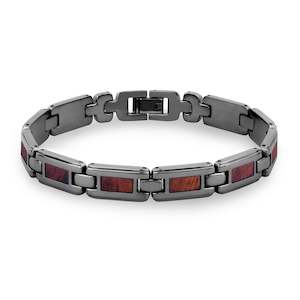 Hawaiian Koa Wood Ladies Link Bracelet - Gunmetal