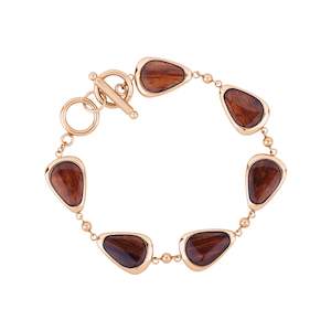 Hawaiian Koa Wood Drop Bracelet - Rose Gold