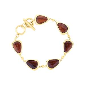 Hawaiian Koa Wood Drop Bracelet - Yellow Gold