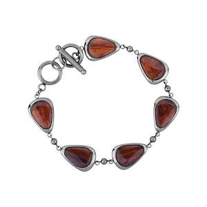 Hawaiian Koa Wood Drop Bracelet - Gunmetal