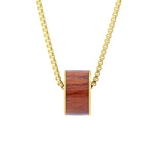 Hawaiian Koa Wood Wide Barrel - Yellow Gold