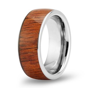 Hawaiian Koa Wood Wide Tungsten Ring