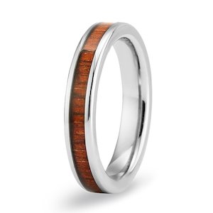 Hawaiian Koa Wood Thin Tungsten Ring