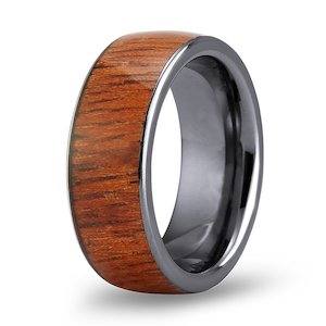 Hawaiian Koa Wood Wide Tungsten Ring - Gunmetal