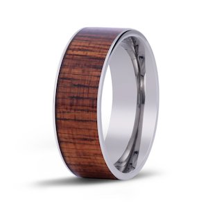 Hawaiian Koa Wood Wide Titanium Ring