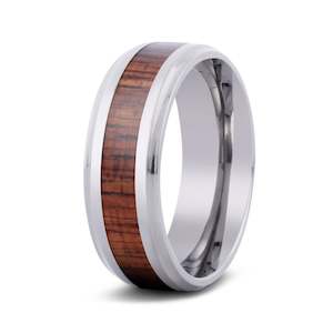 Hawaiian Koa Wood Titanium Ring - Cove